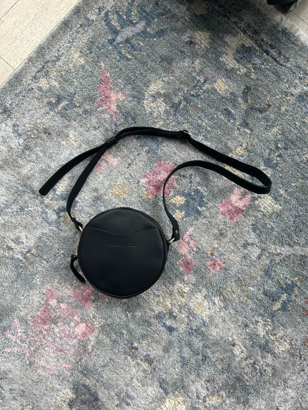 Portland Leather Black Round Crossbody Bag